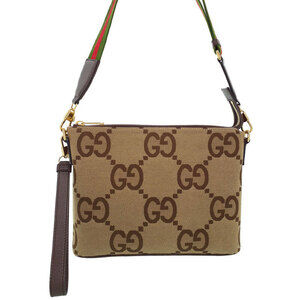 GUCCI Jumbo GG Messenger Crossbody Bag Brown